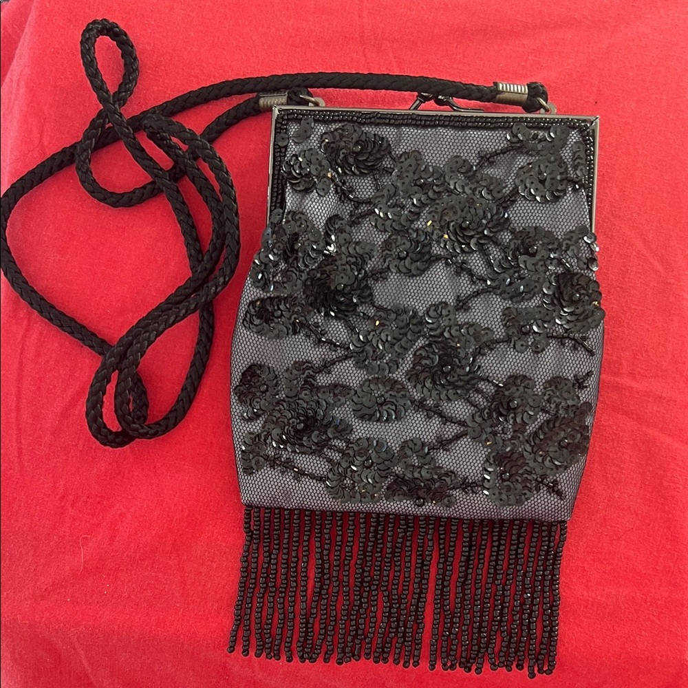 Elegant Black Beaded Evening Bag